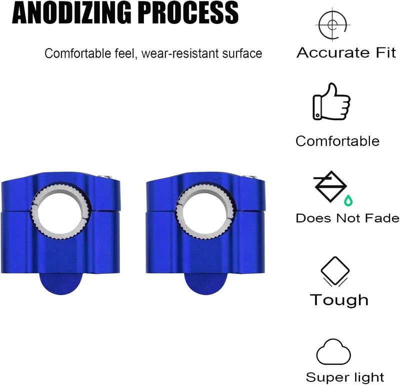 Adsspro Universal Motorcycle 1-1/8"(28mm) 7/8" (22mm) CNC Aluminum Handlebar Handle Risers Adjustable Fat Bar Mount Clamps For EXC KLX KXF YZF CRF XR SX SXF YZ Motorbike Dirt Pit Bike (Blue) - Image 4